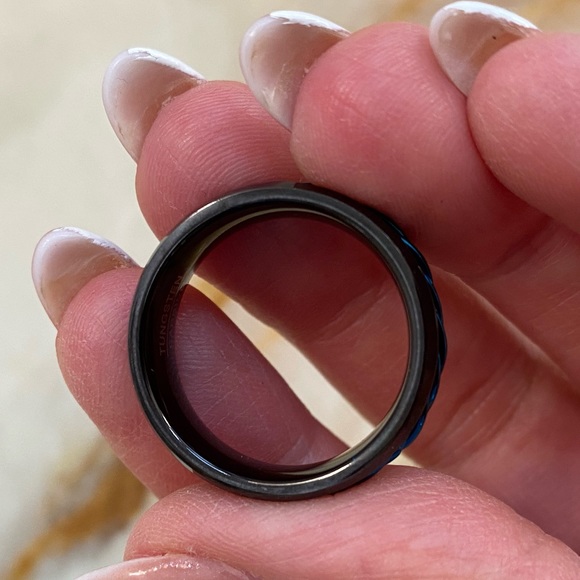 BLACK TUNGSTEN WEDDING BAND RING - Picture 10 of 16